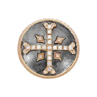 Armenta Armenta Men's 14K Rose Gold & Grey Sterling Silver Diamond Cross Statement Ring Sz. 9 by The Solist | Thumbnail 1 Armenta Armenta Men's 14K Rose Gold & Grey Sterling Silver Diamond Cross Statement Ring Sz. 9 by The Solist | Thumbnail 1