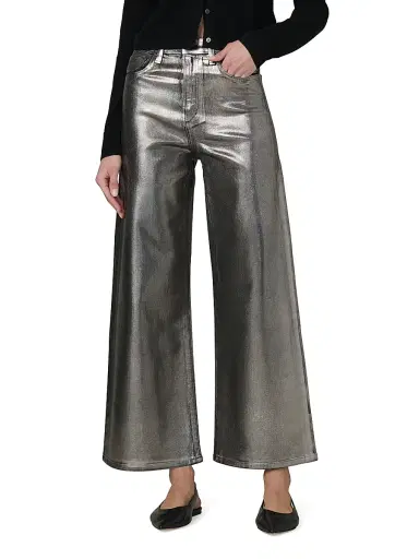 Joe's Jeans Women's The Mia Foiled Wide-Leg Ankle Crop Jeans - Pewter Foil | Thumbnail 3 Joe's Jeans Women's The Mia Foiled Wide-Leg Ankle Crop Jeans - Pewter Foil | Thumbnail 3