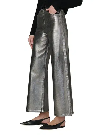 Joe's Jeans Women's The Mia Foiled Wide-Leg Ankle Crop Jeans - Pewter Foil | Thumbnail 4 Joe's Jeans Women's The Mia Foiled Wide-Leg Ankle Crop Jeans - Pewter Foil | Thumbnail 4