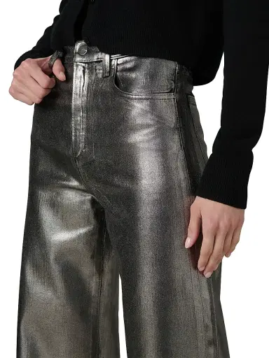 Joe's Jeans Women's The Mia Foiled Wide-Leg Ankle Crop Jeans - Pewter Foil | Thumbnail 6 Joe's Jeans Women's The Mia Foiled Wide-Leg Ankle Crop Jeans - Pewter Foil | Thumbnail 6