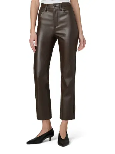 Joe's Jeans Women's The Lyra Faux Leather Slim-Leg Ankle Crop Pants - Dark Chocolate | Thumbnail 3 Joe's Jeans Women's The Lyra Faux Leather Slim-Leg Ankle Crop Pants - Dark Chocolate | Thumbnail 3