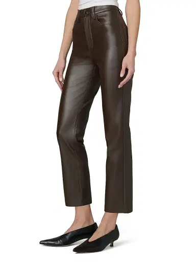 Joe's Jeans Women's The Lyra Faux Leather Slim-Leg Ankle Crop Pants - Dark Chocolate | Thumbnail 4 Joe's Jeans Women's The Lyra Faux Leather Slim-Leg Ankle Crop Pants - Dark Chocolate | Thumbnail 4