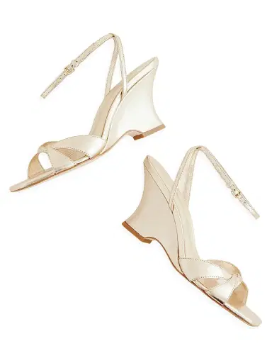 Reformation Women's Margot 75MM Metallic Leather Wedge Sandals - Gold - Size 5.5 | Thumbnail 2 Reformation Women's Margot 75MM Metallic Leather Wedge Sandals - Gold - Size 5.5 | Thumbnail 2