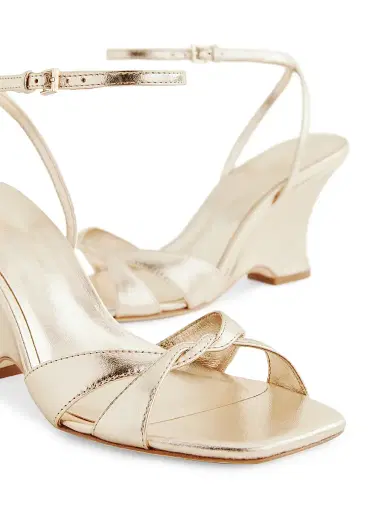 Reformation Women's Margot 75MM Metallic Leather Wedge Sandals - Gold - Size 5.5 | Thumbnail 4 Reformation Women's Margot 75MM Metallic Leather Wedge Sandals - Gold - Size 5.5 | Thumbnail 4
