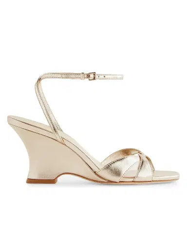 Reformation Women's Margot 75MM Metallic Leather Wedge Sandals - Gold - Size 5.5 | Thumbnail 1 Reformation Women's Margot 75MM Metallic Leather Wedge Sandals - Gold - Size 5.5 | Thumbnail 1