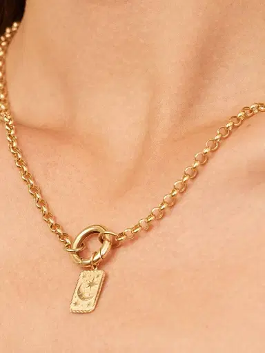 Oradina Women's 14K Yellow Gold Pendant Charm - Gold Moon | Thumbnail 3 Oradina Women's 14K Yellow Gold Pendant Charm - Gold Moon | Thumbnail 3