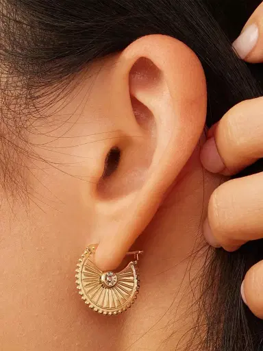 Oradina Women's 14K Yellow Gold Stellar Hoops - Gold | Thumbnail 2 Oradina Women's 14K Yellow Gold Stellar Hoops - Gold | Thumbnail 2