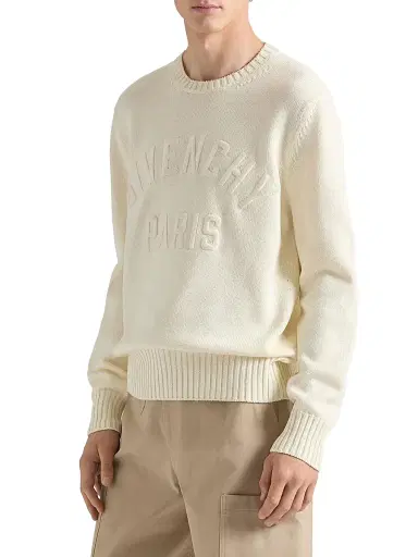 Givenchy Men's Paris Sweater in Cotton - Ecru | Thumbnail 2 Givenchy Men's Paris Sweater in Cotton - Ecru | Thumbnail 2