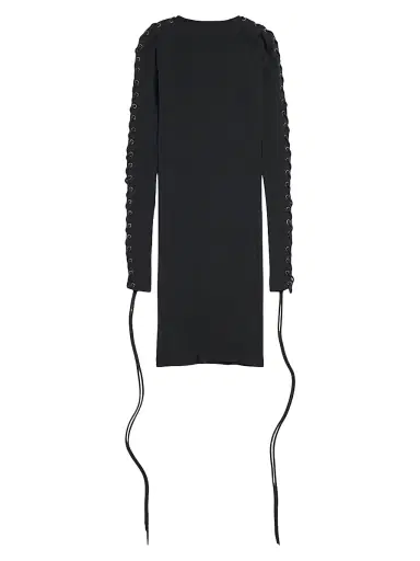 Balenciaga Women's Lace-up Long Sleeve Dress - Black - Size Large | Thumbnail 2 Balenciaga Women's Lace-up Long Sleeve Dress - Black - Size Large | Thumbnail 2