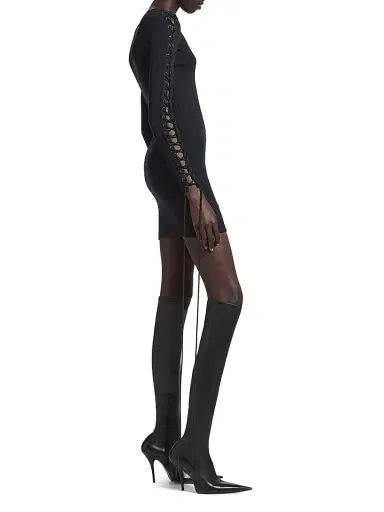Balenciaga Women's Lace-up Long Sleeve Dress - Black - Size Large | Thumbnail 5 Balenciaga Women's Lace-up Long Sleeve Dress - Black - Size Large | Thumbnail 5