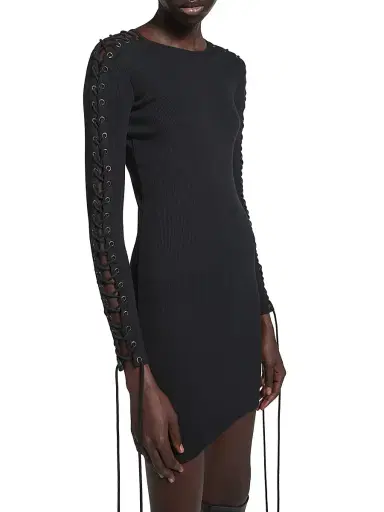 Balenciaga Women's Lace-up Long Sleeve Dress - Black - Size Large | Thumbnail 6 Balenciaga Women's Lace-up Long Sleeve Dress - Black - Size Large | Thumbnail 6