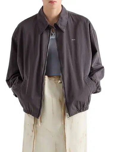 Prada Women's Old Gabardine Blouson Jacket - Grey | Thumbnail 2 Prada Women's Old Gabardine Blouson Jacket - Grey | Thumbnail 2