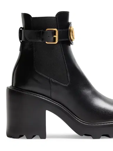 Valentino Garavani Women's VLogo Signature Calfskin Beatle 90MM Boots - Black | Thumbnail 6 Valentino Garavani Women's VLogo Signature Calfskin Beatle 90MM Boots - Black | Thumbnail 6