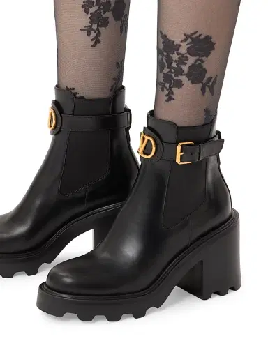 Valentino Garavani Women's VLogo Signature Calfskin Beatle 90MM Boots - Black | Thumbnail 7 Valentino Garavani Women's VLogo Signature Calfskin Beatle 90MM Boots - Black | Thumbnail 7