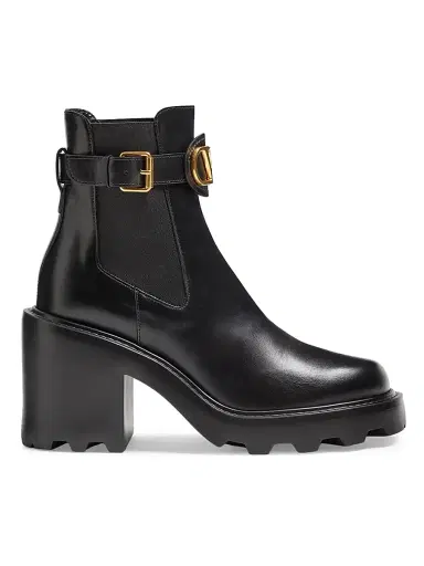 Valentino Garavani Women's VLogo Signature Calfskin Beatle 90MM Boots - Black | Thumbnail 1 Valentino Garavani Women's VLogo Signature Calfskin Beatle 90MM Boots - Black | Thumbnail 1