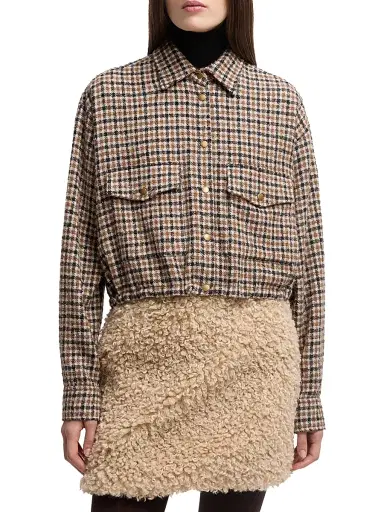 Moncler Women's Shirt in Wool Blend - Brown Black | Thumbnail 2 Moncler Women's Shirt in Wool Blend - Brown Black | Thumbnail 2