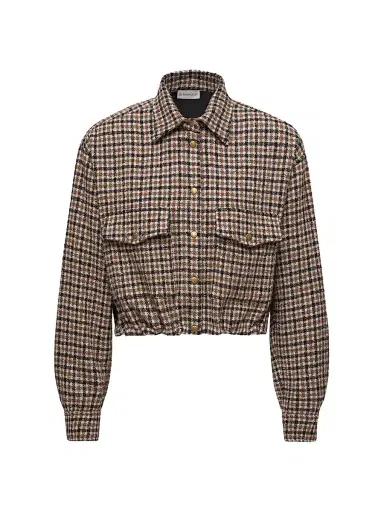 Moncler Women's Shirt in Wool Blend - Brown Black | Thumbnail 1 Moncler Women's Shirt in Wool Blend - Brown Black | Thumbnail 1