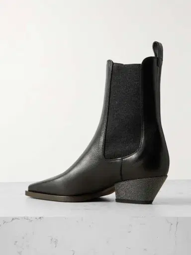 Brunello Cucinelli Bead-embellished Leather Ankle Boots | Thumbnail 3 Brunello Cucinelli Bead-embellished Leather Ankle Boots | Thumbnail 3