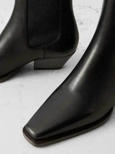 Brunello Cucinelli Bead-embellished Leather Ankle Boots | Thumbnail 4 Brunello Cucinelli Bead-embellished Leather Ankle Boots | Thumbnail 4