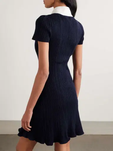 Self-Portrait Button-embellished Ribbed-knit Mini Dress | Thumbnail 3 Self-Portrait Button-embellished Ribbed-knit Mini Dress | Thumbnail 3