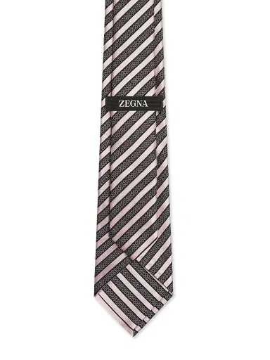 ZEGNA Men's Silk and Cotton Tie - Light Pink | Thumbnail 2 ZEGNA Men's Silk and Cotton Tie - Light Pink | Thumbnail 2