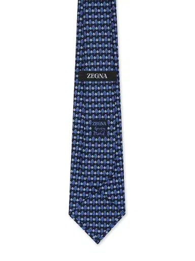 ZEGNA Men's Silk Tie - Dark Blue | Thumbnail 2 ZEGNA Men's Silk Tie - Dark Blue | Thumbnail 2