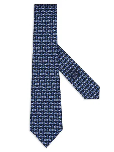 ZEGNA Men's Silk Tie - Dark Blue | Thumbnail 1 ZEGNA Men's Silk Tie - Dark Blue | Thumbnail 1
