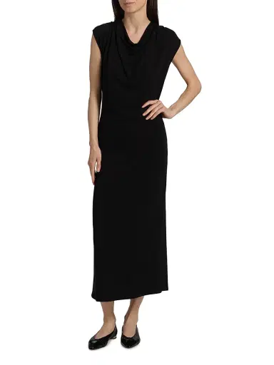 Vince Women's Draped Cowlneck Maxi Dress - Black | Thumbnail 3 Vince Women's Draped Cowlneck Maxi Dress - Black | Thumbnail 3