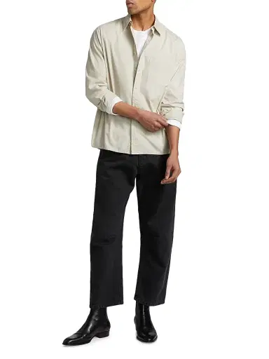 Nili Lotan Men's Finn Patch Pocket Cotton Shirt - Gesso | Thumbnail 2 Nili Lotan Men's Finn Patch Pocket Cotton Shirt - Gesso | Thumbnail 2