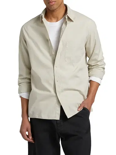 Nili Lotan Men's Finn Patch Pocket Cotton Shirt - Gesso | Thumbnail 3 Nili Lotan Men's Finn Patch Pocket Cotton Shirt - Gesso | Thumbnail 3