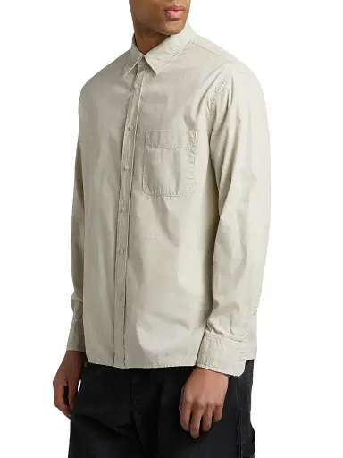 Nili Lotan Men's Finn Patch Pocket Cotton Shirt - Gesso | Thumbnail 4 Nili Lotan Men's Finn Patch Pocket Cotton Shirt - Gesso | Thumbnail 4