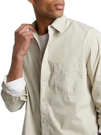 Nili Lotan Men's Finn Patch Pocket Cotton Shirt - Gesso | Thumbnail 6 Nili Lotan Men's Finn Patch Pocket Cotton Shirt - Gesso | Thumbnail 6