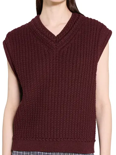 Theory Women's Textured Cotton Vest - Grenache | Thumbnail 6 Theory Women's Textured Cotton Vest - Grenache | Thumbnail 6