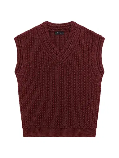 Theory Women's Textured Cotton Vest - Grenache | Thumbnail 1 Theory Women's Textured Cotton Vest - Grenache | Thumbnail 1