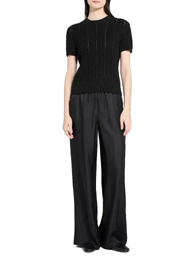 Theory Women's Cable Cotton T-Shirt - Black | Thumbnail 2 Theory Women's Cable Cotton T-Shirt - Black | Thumbnail 2