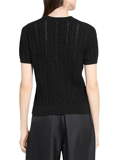 Theory Women's Cable Cotton T-Shirt - Black | Thumbnail 5 Theory Women's Cable Cotton T-Shirt - Black | Thumbnail 5