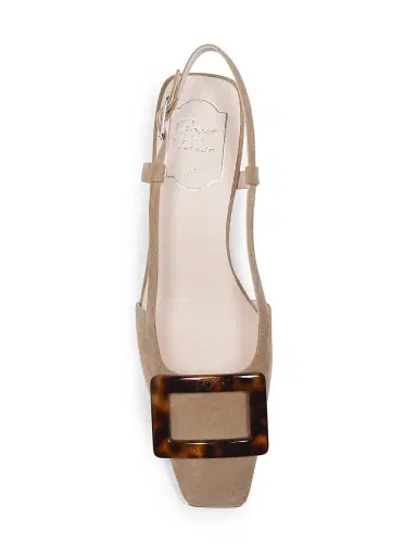 Roger Vivier Women's Belle Vivier 45mm Suede Slingback Pumps | Thumbnail 4 Roger Vivier Women's Belle Vivier 45mm Suede Slingback Pumps | Thumbnail 4