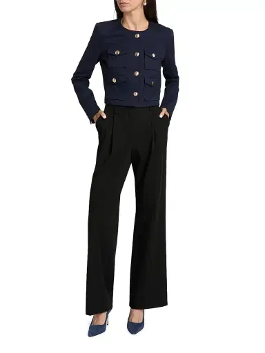 Generation Love Women's Siena Stretch-Ponte Crop Jacket - Navy | Thumbnail 2 Generation Love Women's Siena Stretch-Ponte Crop Jacket - Navy | Thumbnail 2