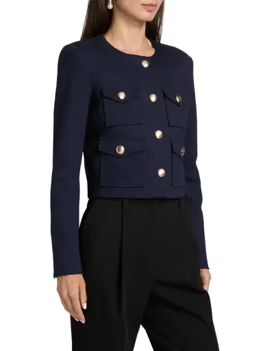 Generation Love Women's Siena Stretch-Ponte Crop Jacket - Navy | Thumbnail 4 Generation Love Women's Siena Stretch-Ponte Crop Jacket - Navy | Thumbnail 4
