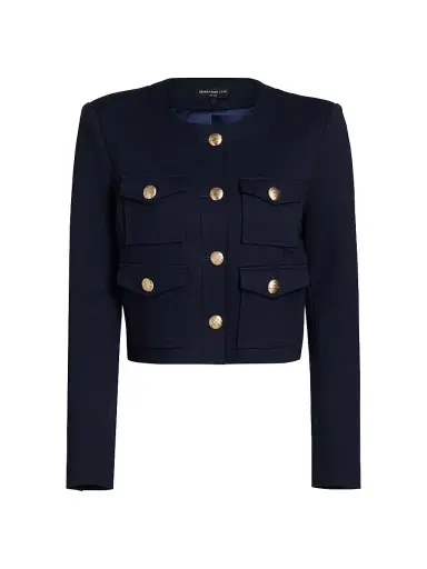 Generation Love Women's Siena Stretch-Ponte Crop Jacket - Navy | Thumbnail 1 Generation Love Women's Siena Stretch-Ponte Crop Jacket - Navy | Thumbnail 1