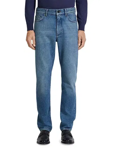 Zegna Men's Stone-Washed Cotton Roccia Jeans - Blue - Size 36 | Thumbnail 2 Zegna Men's Stone-Washed Cotton Roccia Jeans - Blue - Size 36 | Thumbnail 2