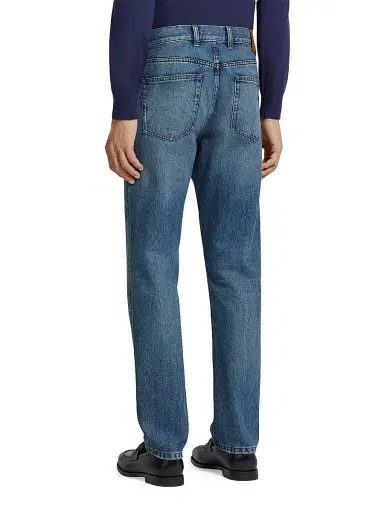 Zegna Men's Stone-Washed Cotton Roccia Jeans - Blue - Size 36 | Thumbnail 4 Zegna Men's Stone-Washed Cotton Roccia Jeans - Blue - Size 36 | Thumbnail 4