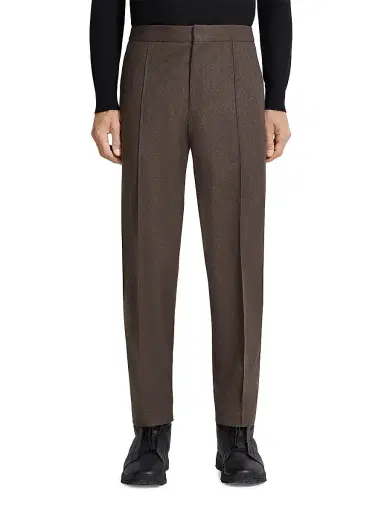 ZEGNA Men's 15milmil15 Wool Silk and Cashmere Pants - Dark Brown | Thumbnail 2 ZEGNA Men's 15milmil15 Wool Silk and Cashmere Pants - Dark Brown | Thumbnail 2