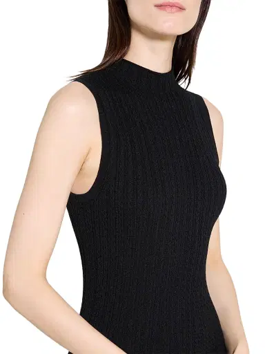 Theory Women's Cable-Knit Wool-Blend Fit & Flare Midi-Dress - Black | Thumbnail 5 Theory Women's Cable-Knit Wool-Blend Fit & Flare Midi-Dress - Black | Thumbnail 5