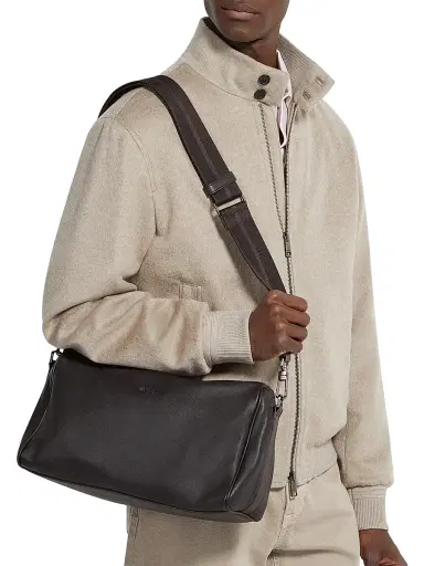 ZEGNA Men's Secondskin Crossbody Bag - Dark Brown | Thumbnail 2 ZEGNA Men's Secondskin Crossbody Bag - Dark Brown | Thumbnail 2