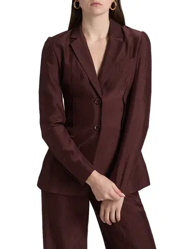 Jason Wu Collection Women's Notch Lapel Crinkled Satin Blazer - Medjool | Thumbnail 3 Jason Wu Collection Women's Notch Lapel Crinkled Satin Blazer - Medjool | Thumbnail 3