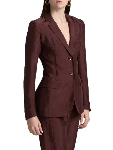 Jason Wu Collection Women's Notch Lapel Crinkled Satin Blazer - Medjool | Thumbnail 4 Jason Wu Collection Women's Notch Lapel Crinkled Satin Blazer - Medjool | Thumbnail 4