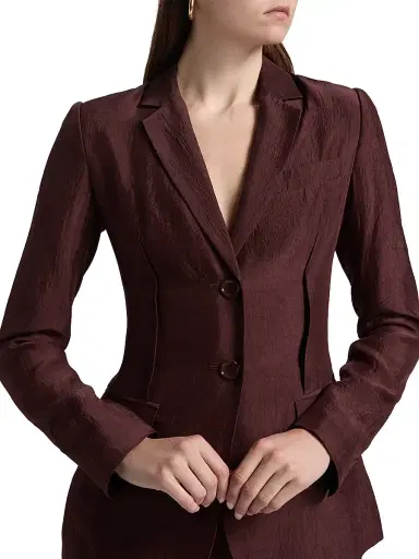 Jason Wu Collection Women's Notch Lapel Crinkled Satin Blazer - Medjool | Thumbnail 6 Jason Wu Collection Women's Notch Lapel Crinkled Satin Blazer - Medjool | Thumbnail 6
