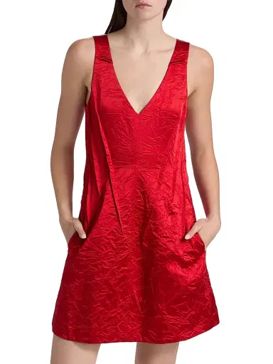 Jason Wu Collection Women's V-Neck Crushed Satin Minidress | Thumbnail 3 Jason Wu Collection Women's V-Neck Crushed Satin Minidress | Thumbnail 3