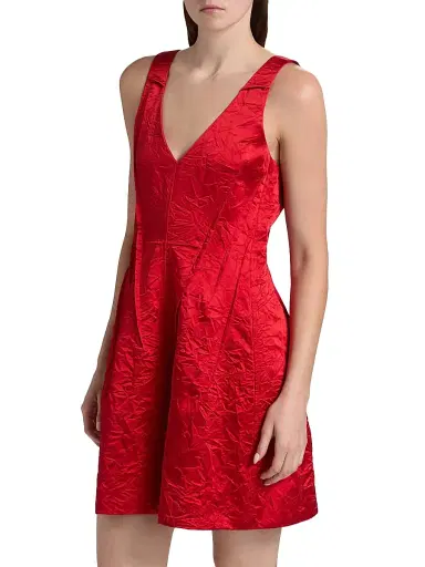 Jason Wu Collection Women's V-Neck Crushed Satin Minidress | Thumbnail 4 Jason Wu Collection Women's V-Neck Crushed Satin Minidress | Thumbnail 4